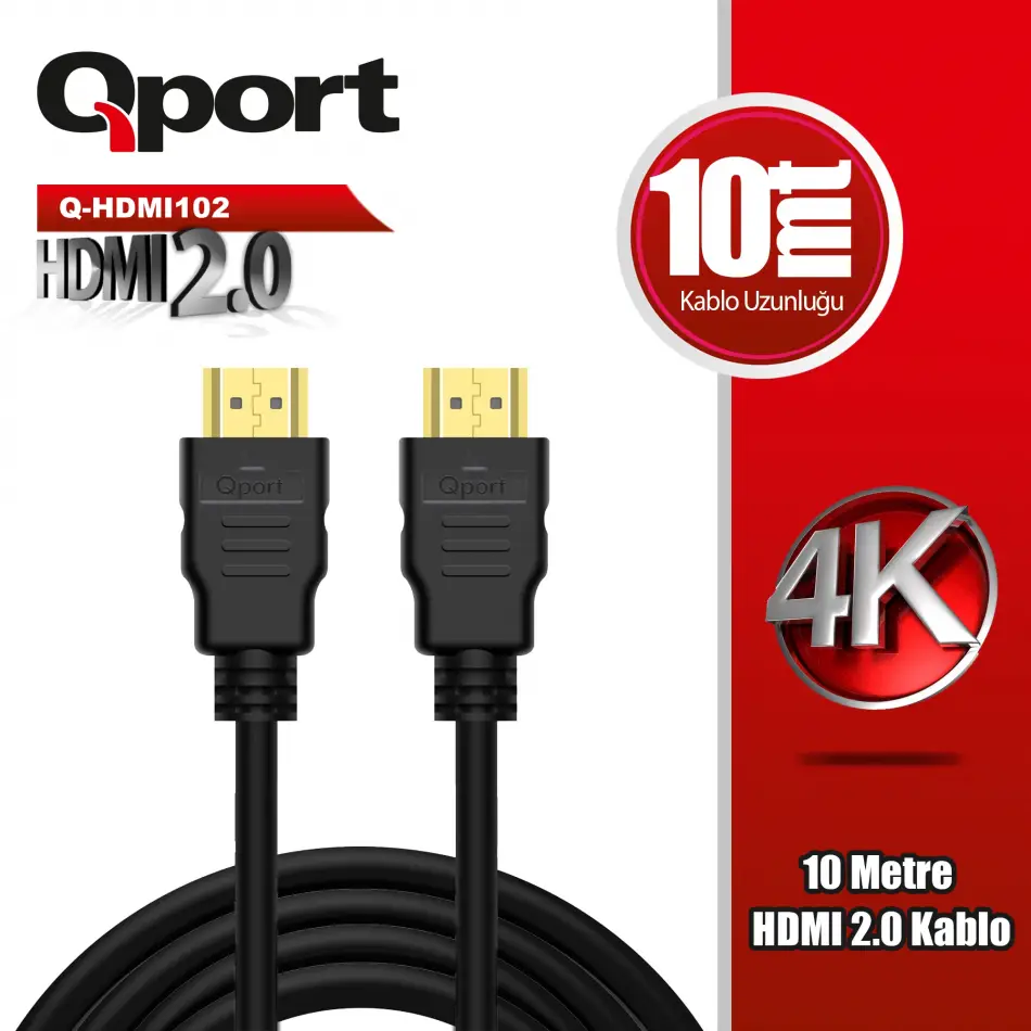 Qport Q-hdmı102 Hdmı 2.0 V Altın Uçlu Kablo 10 Mt