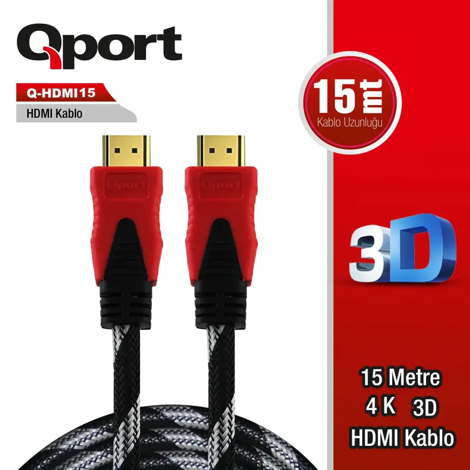 Qport Q-hdmı15 Hdmı 1.4 V Altın Uçlu Kablo 15 Mt
