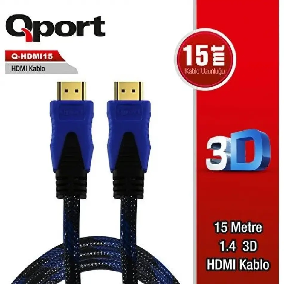 Qport Q-hdmı152  15m Hdmı Altın Uçlu 2.0v 4k Kablo