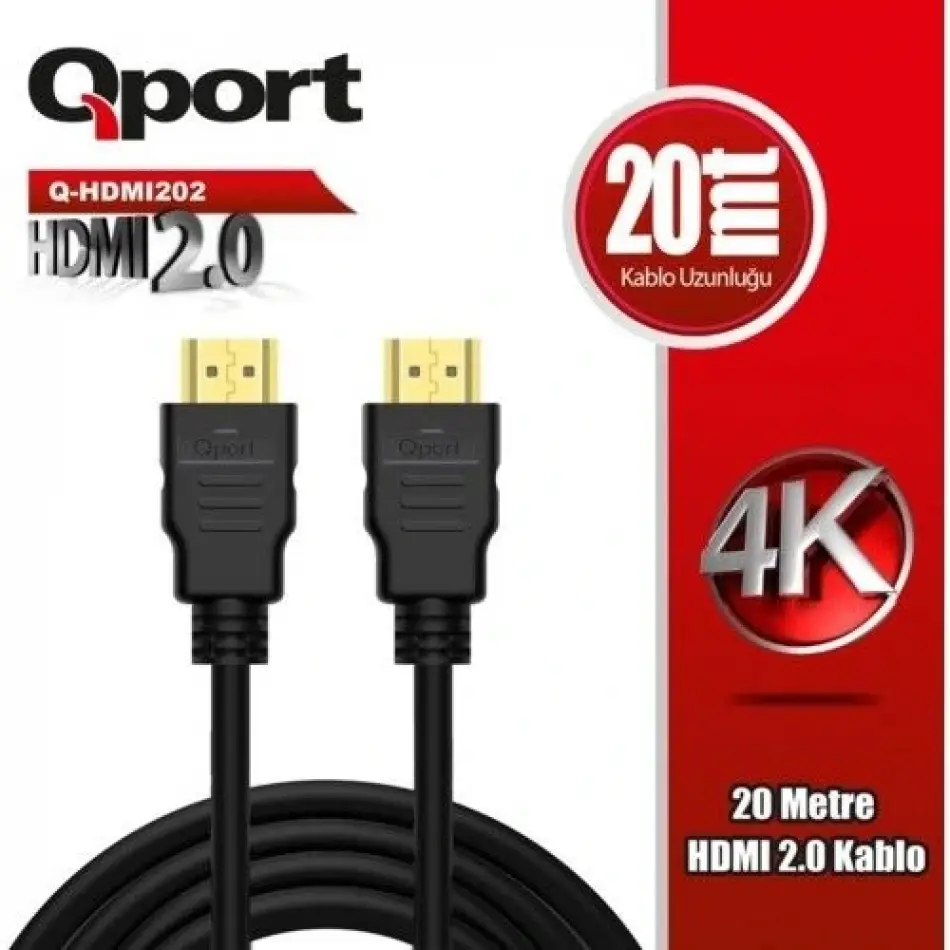 Qport Q-hdmı202  20m Hdmı Altın Uçlu 2.0v 4k Kablo