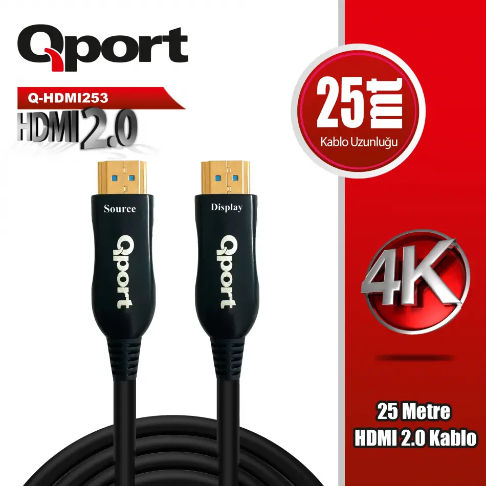 Qport Q-hdmı253 Hdmı 2.0 V Altın Uçlu Kablo 25 Mt