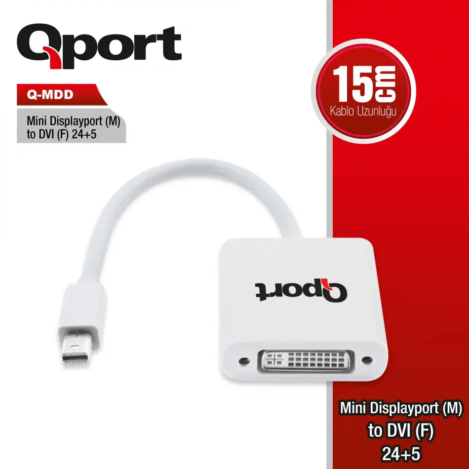 Qport Q-mdd 15cm Mini Dp(e )=>dvı(d) 24+5 Çevirici