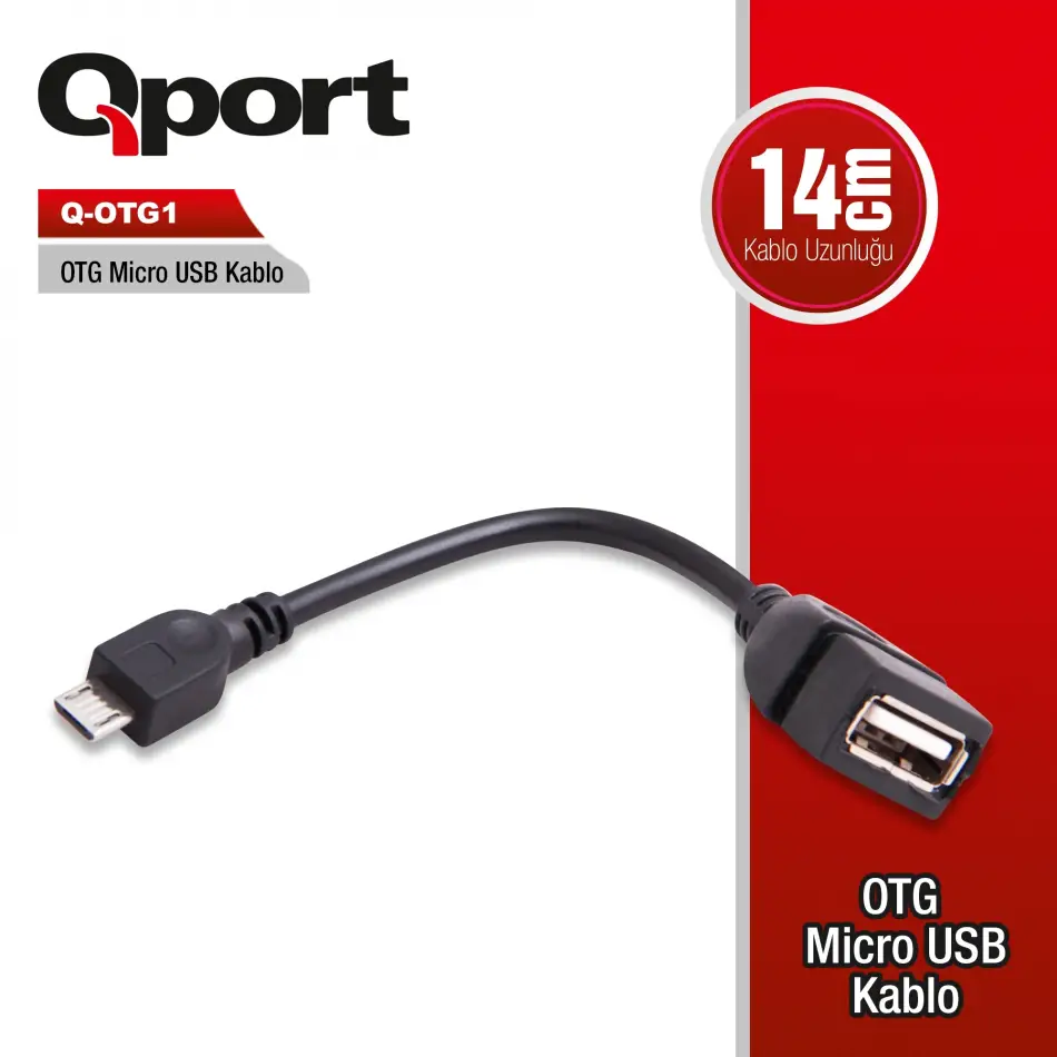 Qport Q-otg1 15cm Otg=>micro Usb Çevirici