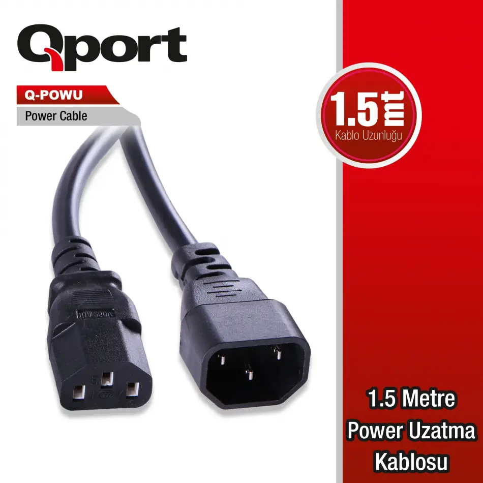 Qport Q-powu 1,5m 0,75mm Power Uzatma Kablosu