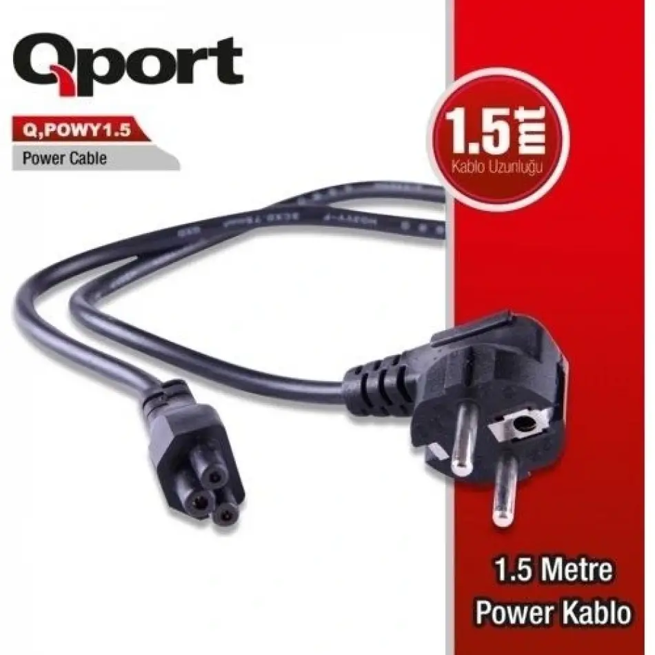 Qport Q-powy1.5 1,5m Yonca Power Kablosu