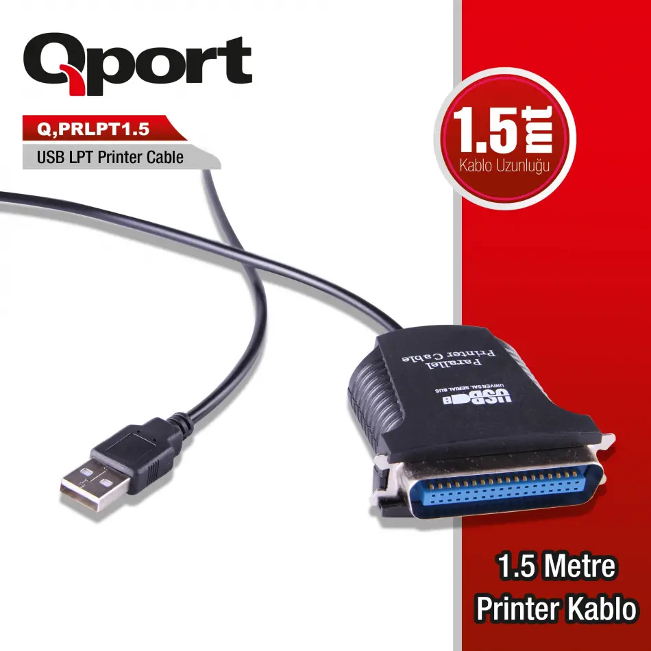Qport Q-prlpt1.5 Prlpt 1.5m Usb/lpt Dönüştürücü Printer Kablo