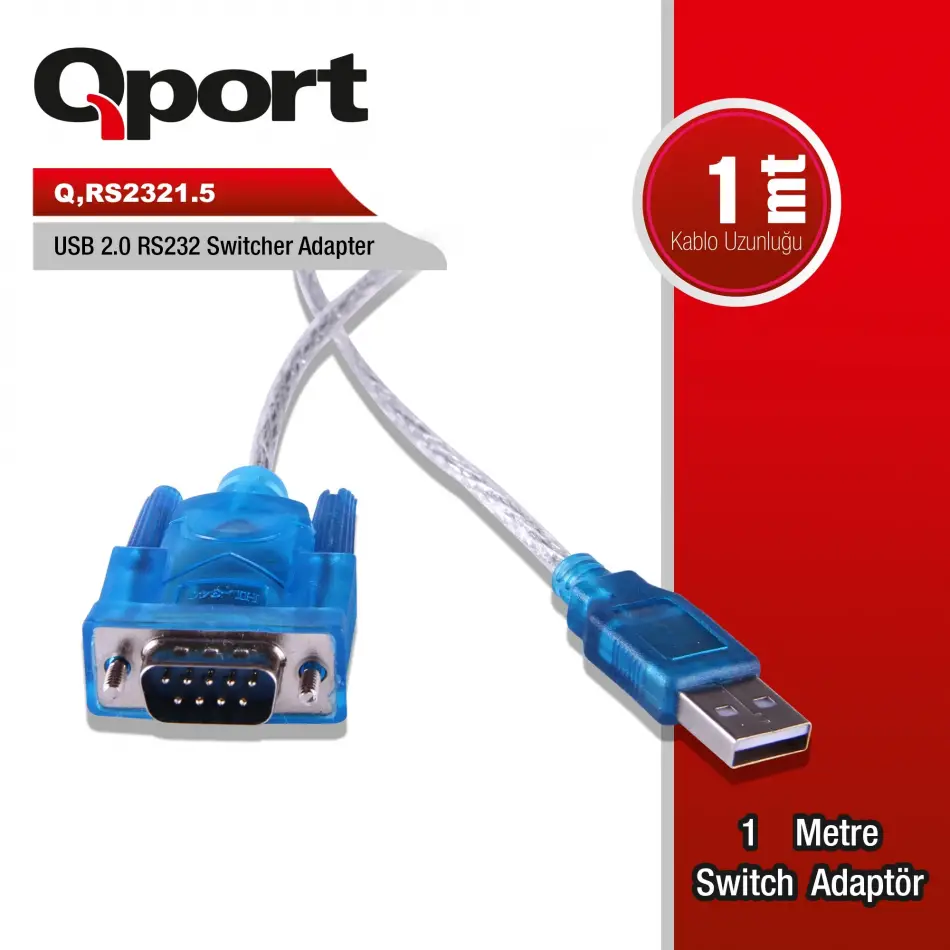 Qport (Q-rs2321.5) Usb2.0 To Rs232 Cevırıcı Kablo 1m