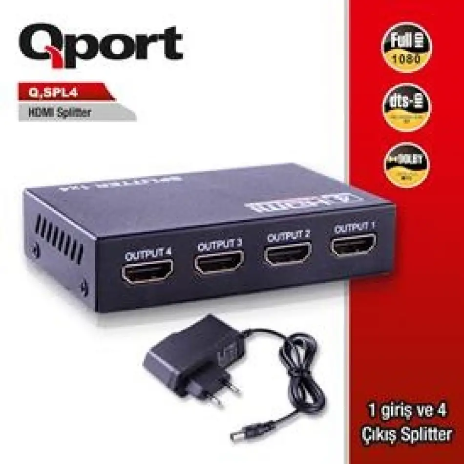 Qport (Q-spl4) Full Hd 1 Gırıs 4cıkıs Hdmı Splıtte