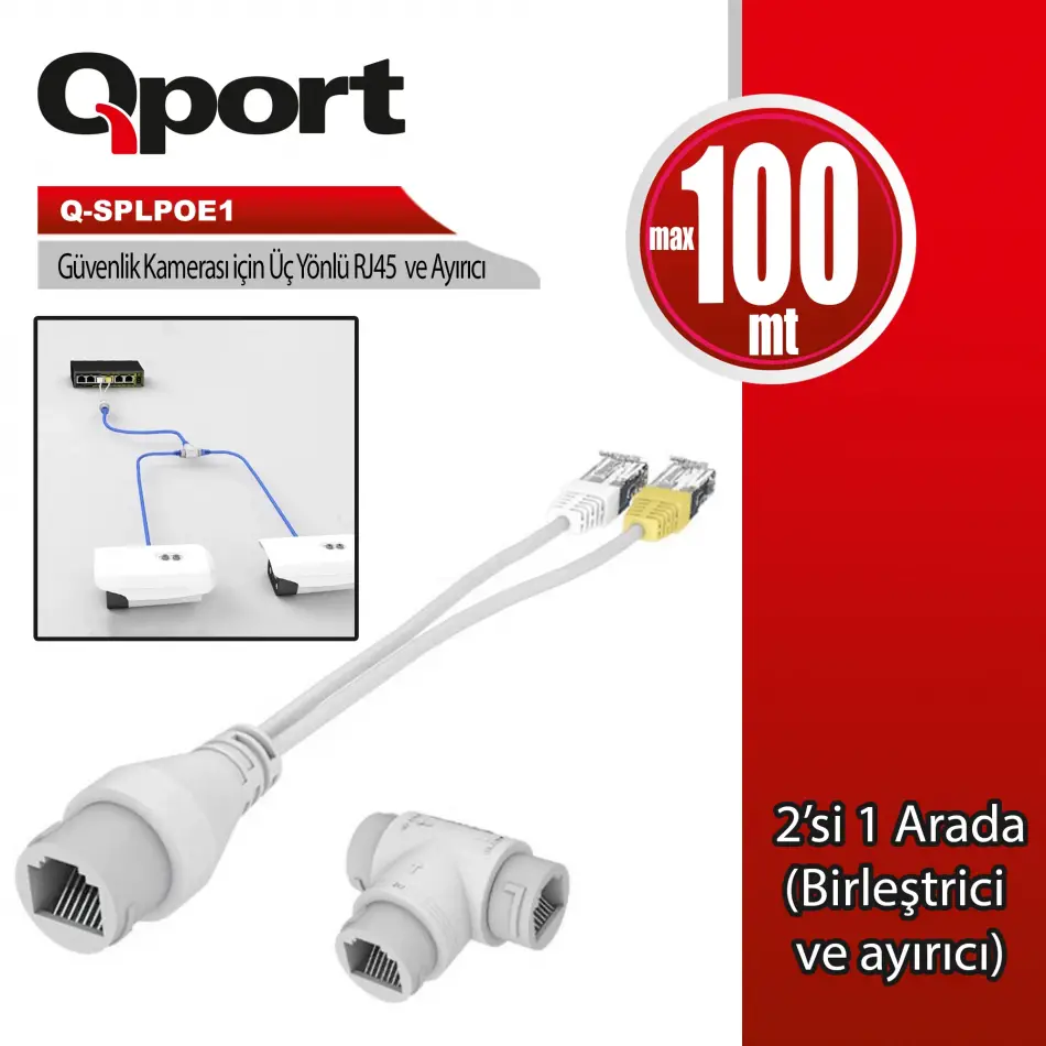 Qport Q-splpoe1 Poe Splıtter 2ın1 Ag Konnektoru +