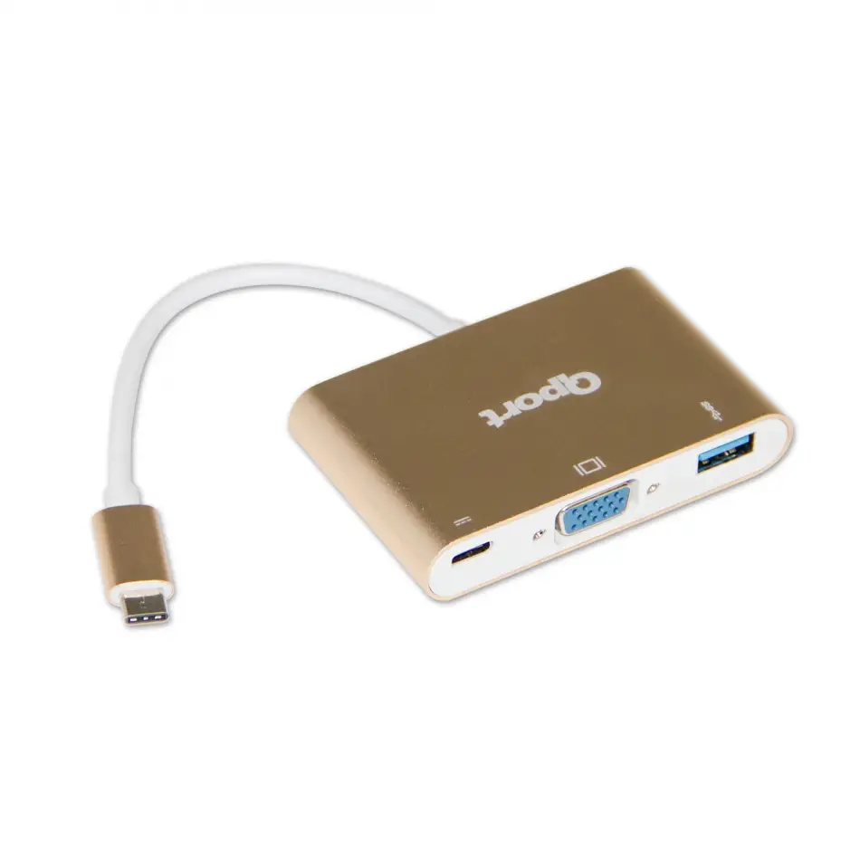 Qport Q-tv03 Tip-c=>vga Çevirici+usb3.0+tip-c(d)