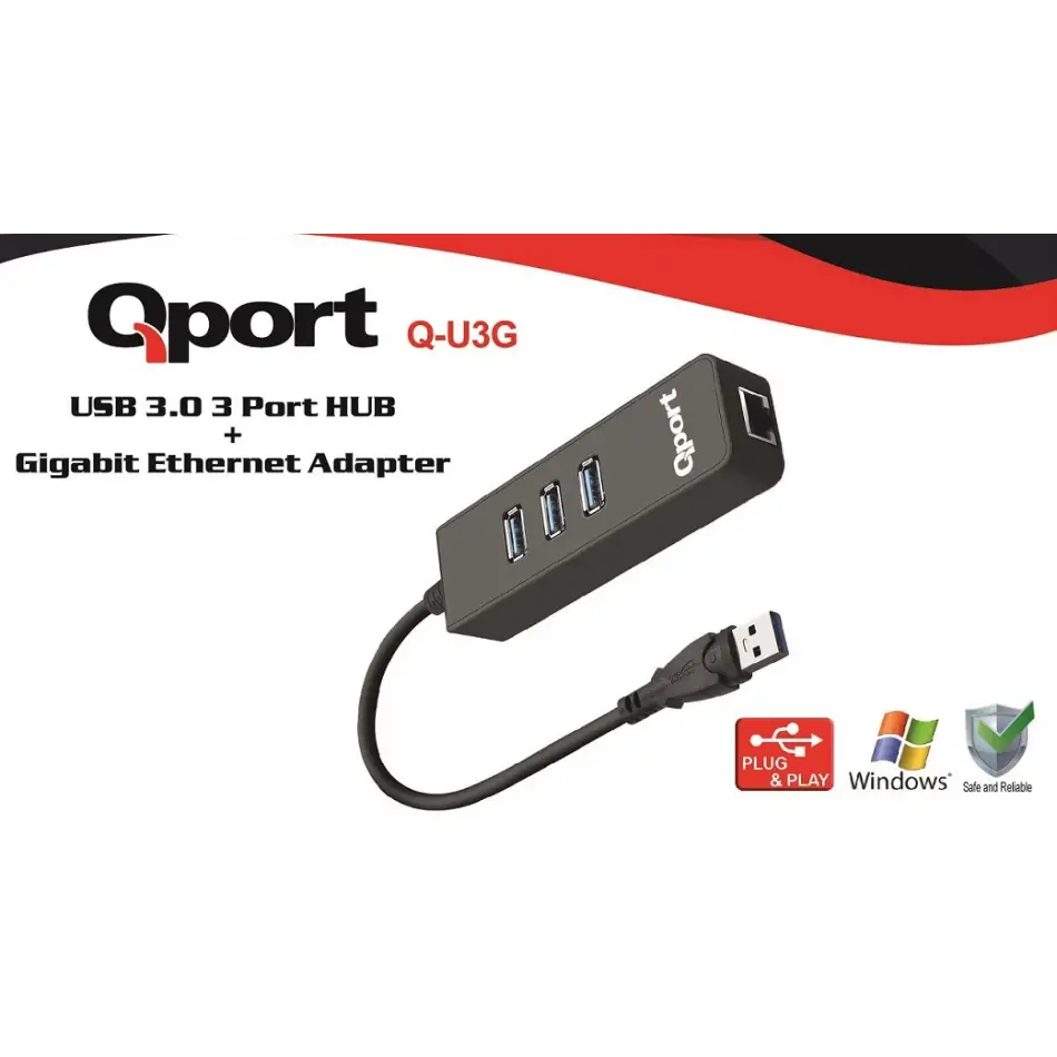 Qport Q-u3g Usb 3.0 Çoklayıcı/gıgabıt Adaptör