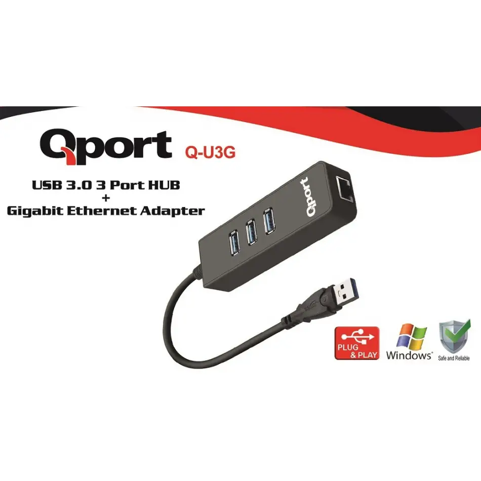 Qport Q-u3g Usb 3.0 Çoklayıcı/gıgabıt Adaptör
