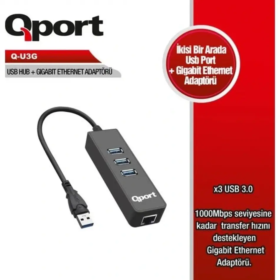 Qport Q-u3g Usb3.0=>gigabit Ethernet+3*usb3.0 Hub
