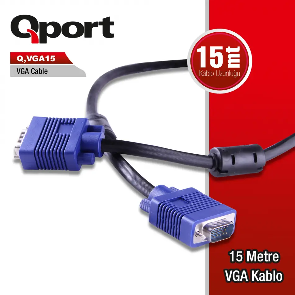 Qport Q-vga15 15 Pin Vga Kablo 15 Mt