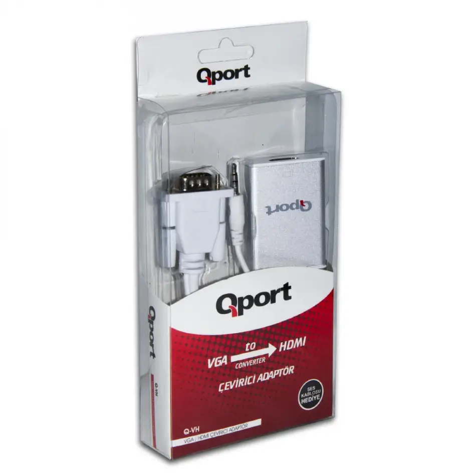 Qport Q-vh Vga To Hdmı Çevirici + Ses Kablosu