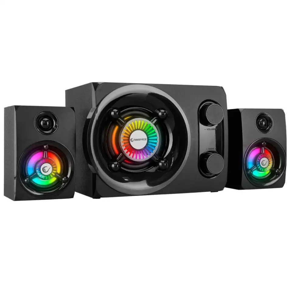 Rampage Rms-g8,antares, 25w, 2+1, Masaüstü, Fm/bt/sd/usb, Rainbow Aydınlatma, Siyah Kasa, Speaker