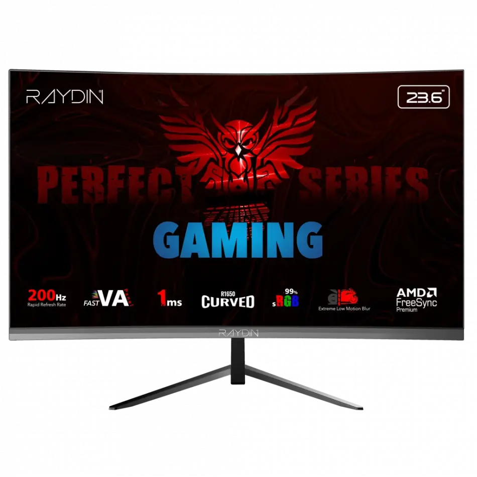 Raydın Mm24rfa-200hz, 23.6, 1ms, 200hz, Full Hd, Hdmı, Dp, Hoparlör, Va Led, R1650 Curved, Frameless, Freesync Gaming Monitör