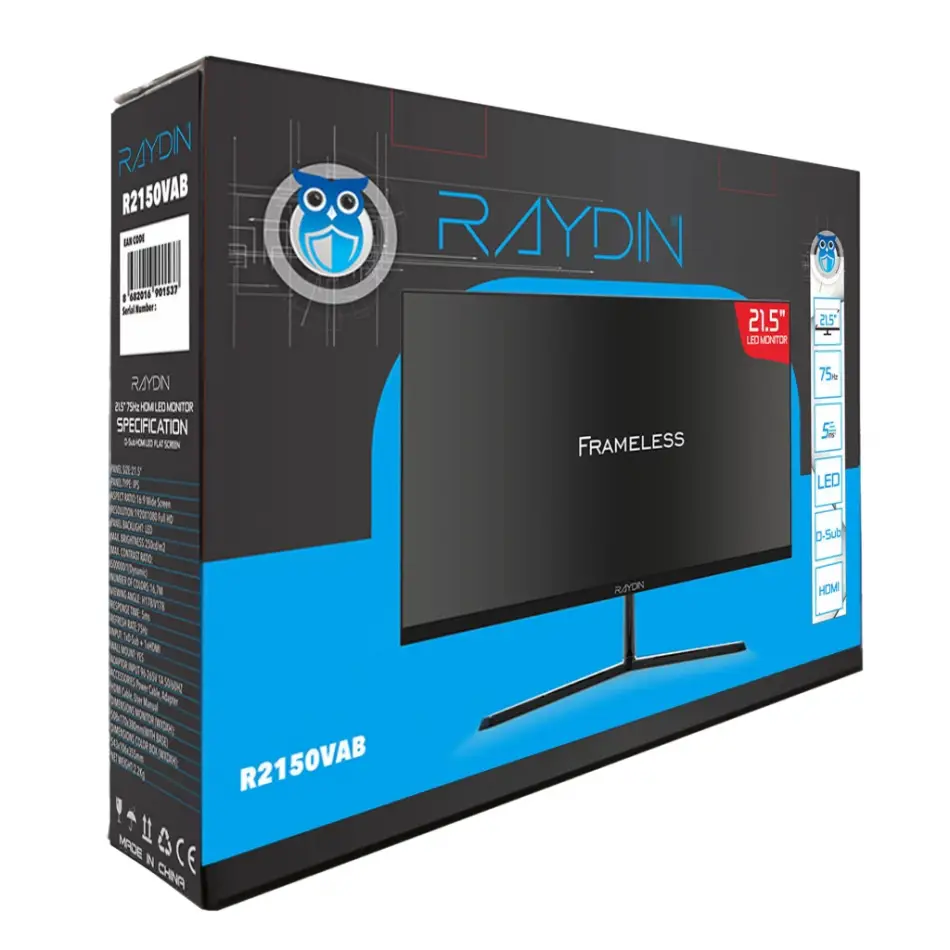 Raydın R2150vab, 21,5 5ms, 75hz, Full Hd, D-sub, Hdmı, Frameless, Va Led Monitör (siyah)