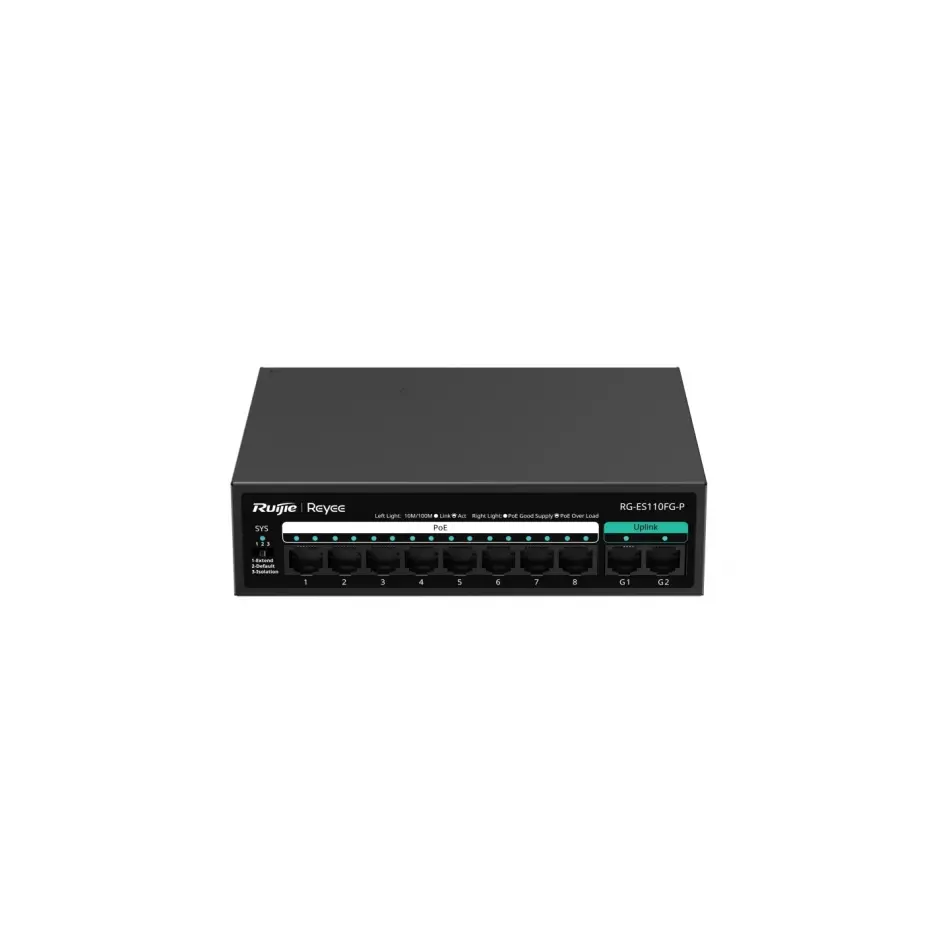 Ruijie-reyee Rg-es110fg-p 8xfe+2xge F.gigabit 110w Poe Switch