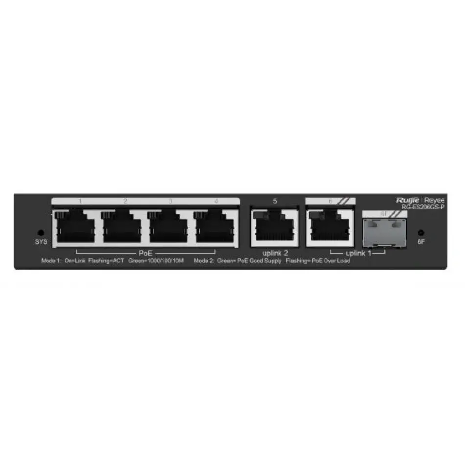 Ruijie Reyee Rg-es206gs-p 6 Portlu, 10/100/1000