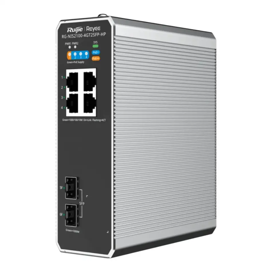 Ruıjıe Reyee Rg-nıs2100-4gt2sfp-hp  4 Port  Gigabit Poe, 120w,  2port Sfp, Endüstriyel Switch