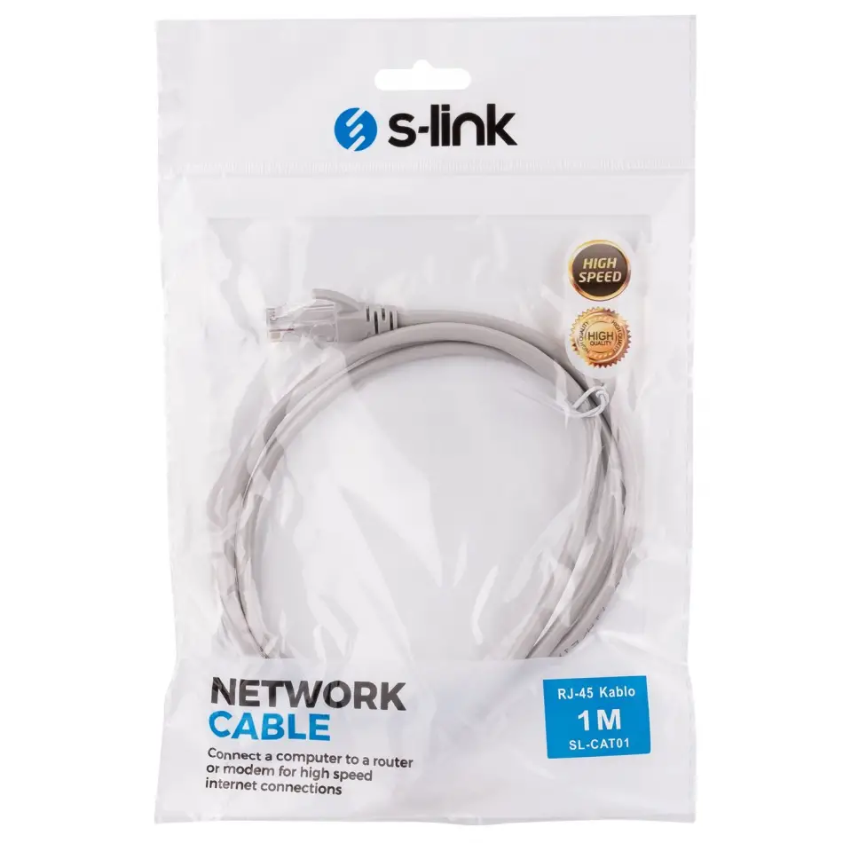 S-link Sl-cat01 1m Cat 5 Gri Patch Kablo
