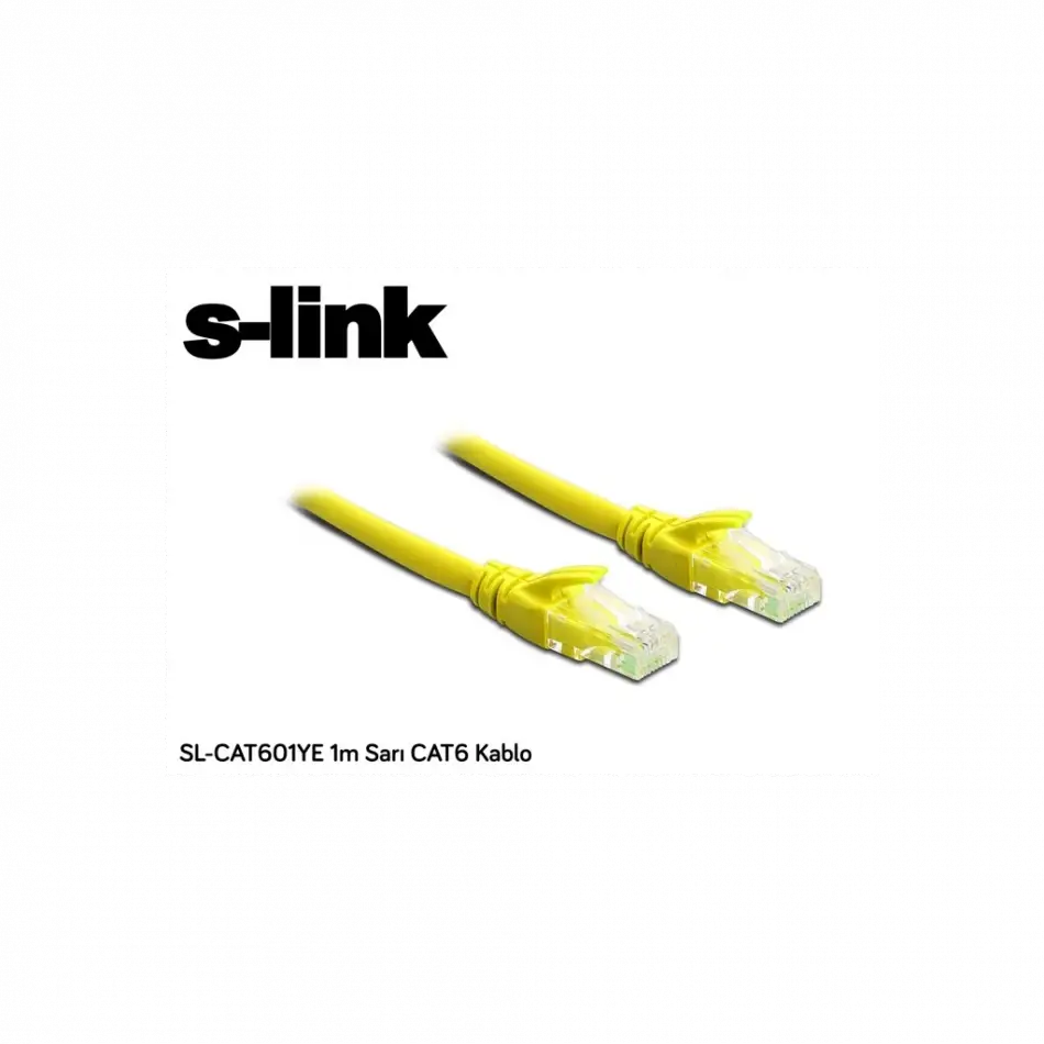 S-link Sl-cat601ye, Cat6 Patch, 1mt Kablo (sarı)