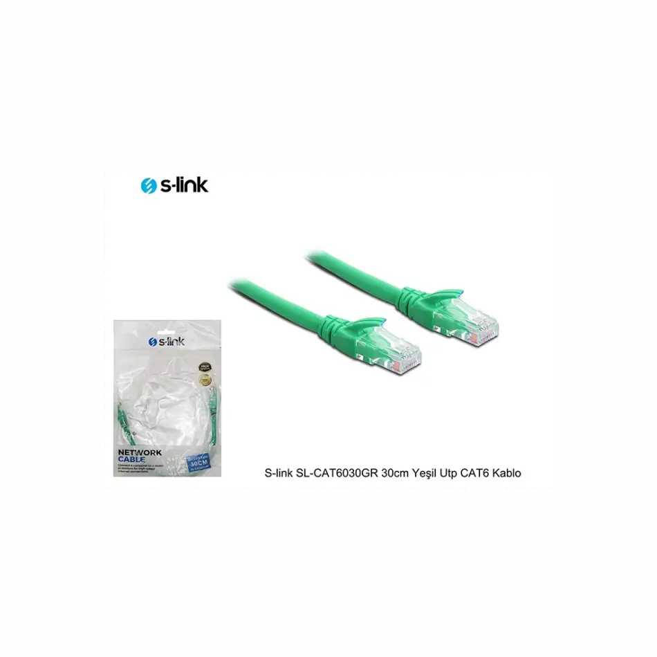 S-lınk Sl-cat6030gr Cat6 Patch 30cm Kablo (yeşil)