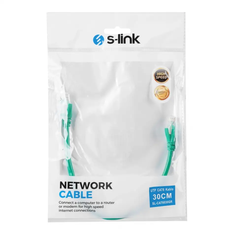 S-lınk Sl-cat6030gr Cat6 Patch 30cm Kablo (yeşil)