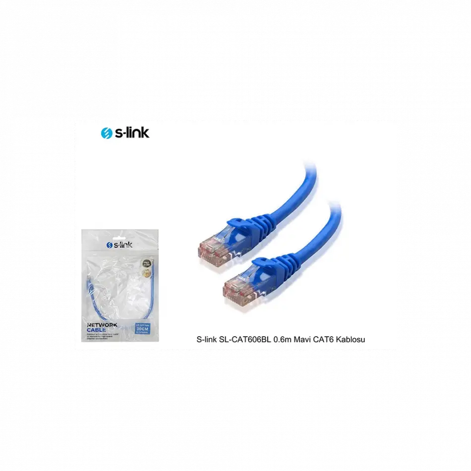 S-lınk Sl-cat606bl Cat6 Patch 60cm Kablo (mavi)