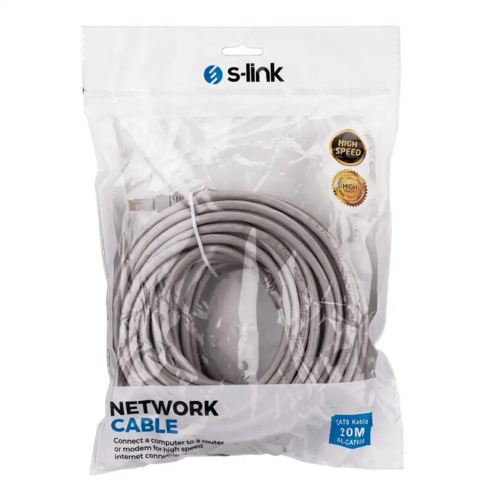 S-lınk Sl-cat620, Cat6, Patch, 20mt, Kablo (gri)