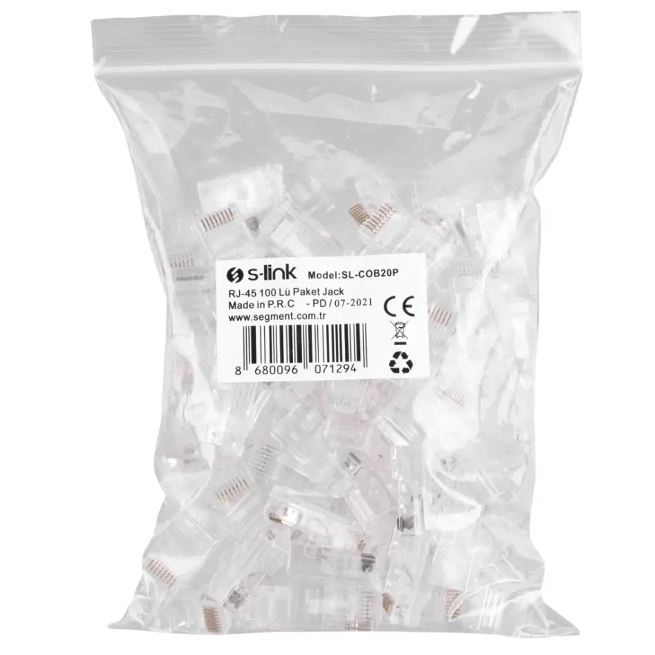 S-lınk Sl-cob20p, Rj45, Yeni Nesil Jac, Utp (100lü Paket)