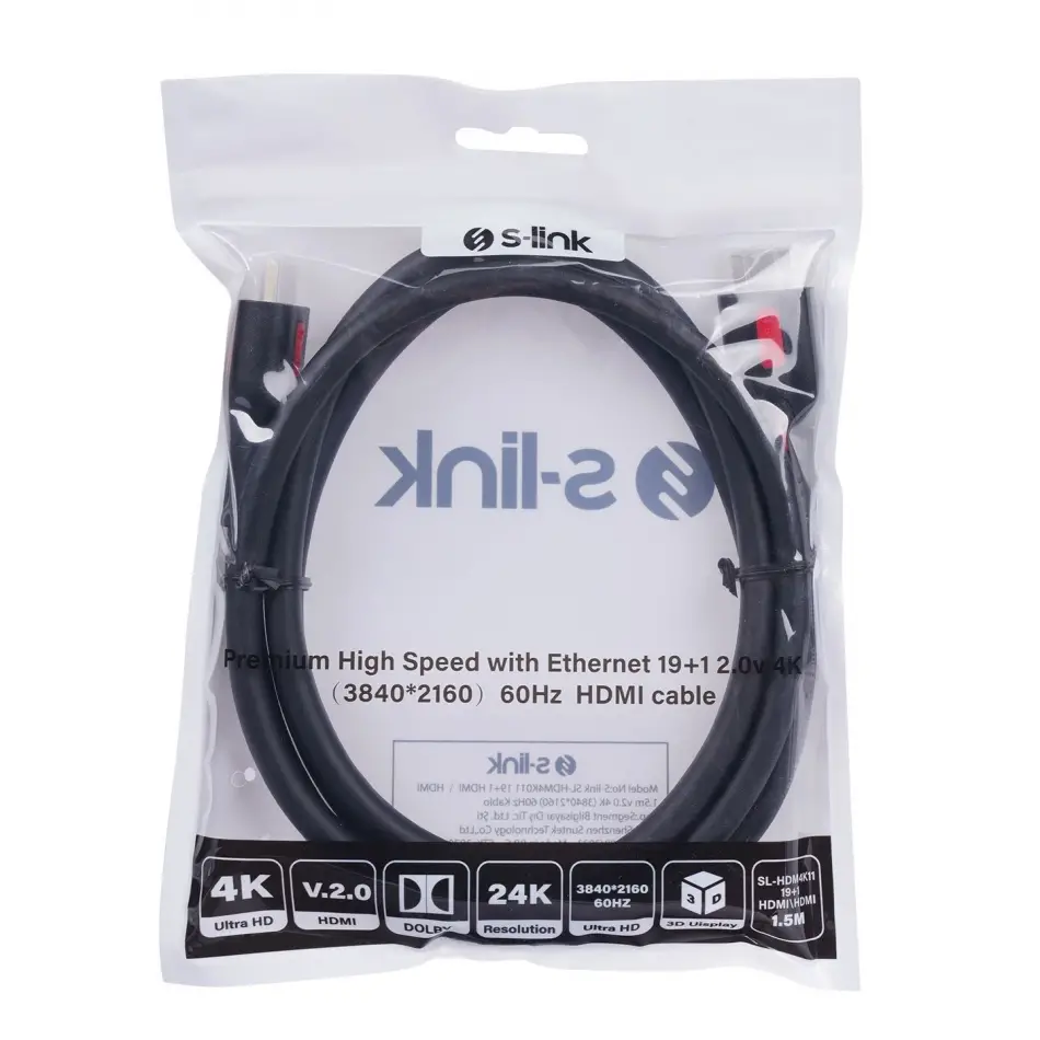 S-link Sl-hdm4k011 1.5m Hdmı V2.0,4k,60hz Kablo