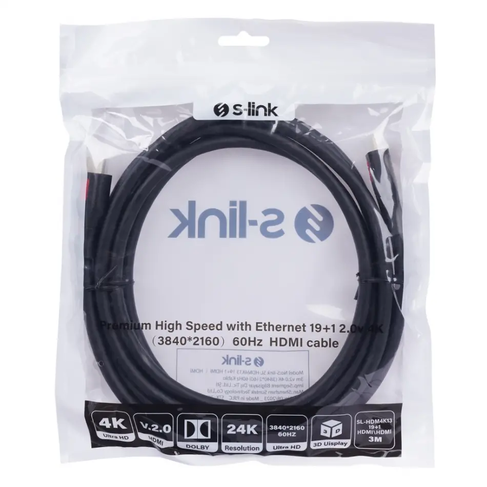 S-lınk Sl-hdm4k13, 4k Uhd, Hdmı V2,0 Kablo.3mt. 60hz.