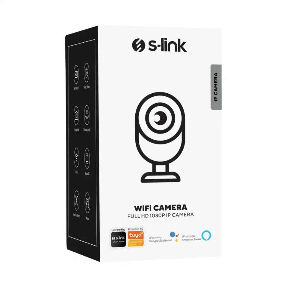 S-lınk Sl-ınd02, Ev/bebek Güvenlik Kamerası, Wifi, 2mpix, 3.6mm Lens, 10m. Gece Görüşü, Hareket Algılama, İki Yönlü Ses, Micro Sd Kartlı, Tuya Yazılım