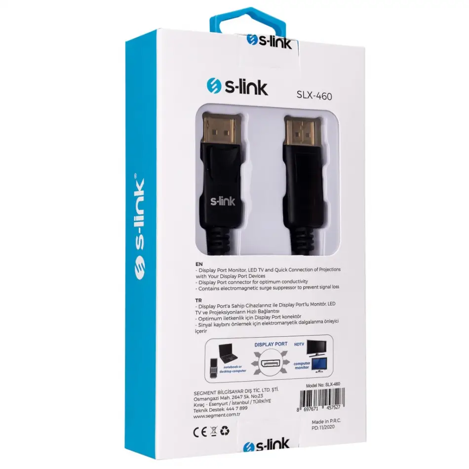 S-lınk Slx-460, Display Port (dp) Kablo, İki Ucu Erkek, 1.5 Metre