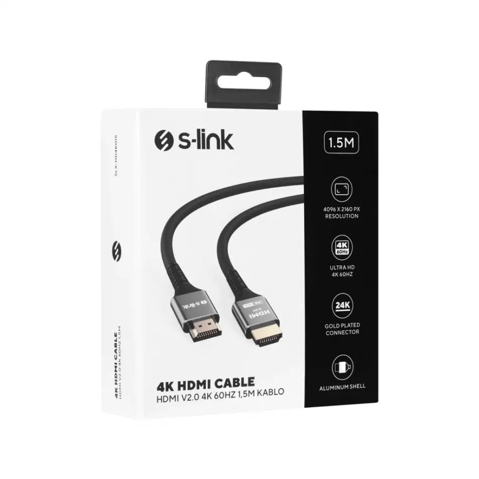 S-lınk Slx-hd4k015, 4k Uhd, Hdmı V2.0, 1.5mt. 60hz. Metal Uçlu, Kablo