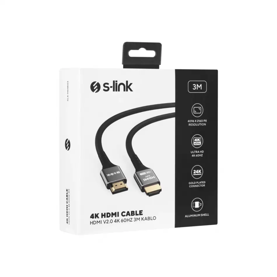 S-lınk Slx-hd4k03, 4k Uhd, Hdmı V2.0, 3mt. 60hz. Metal Uçlu, Kablo