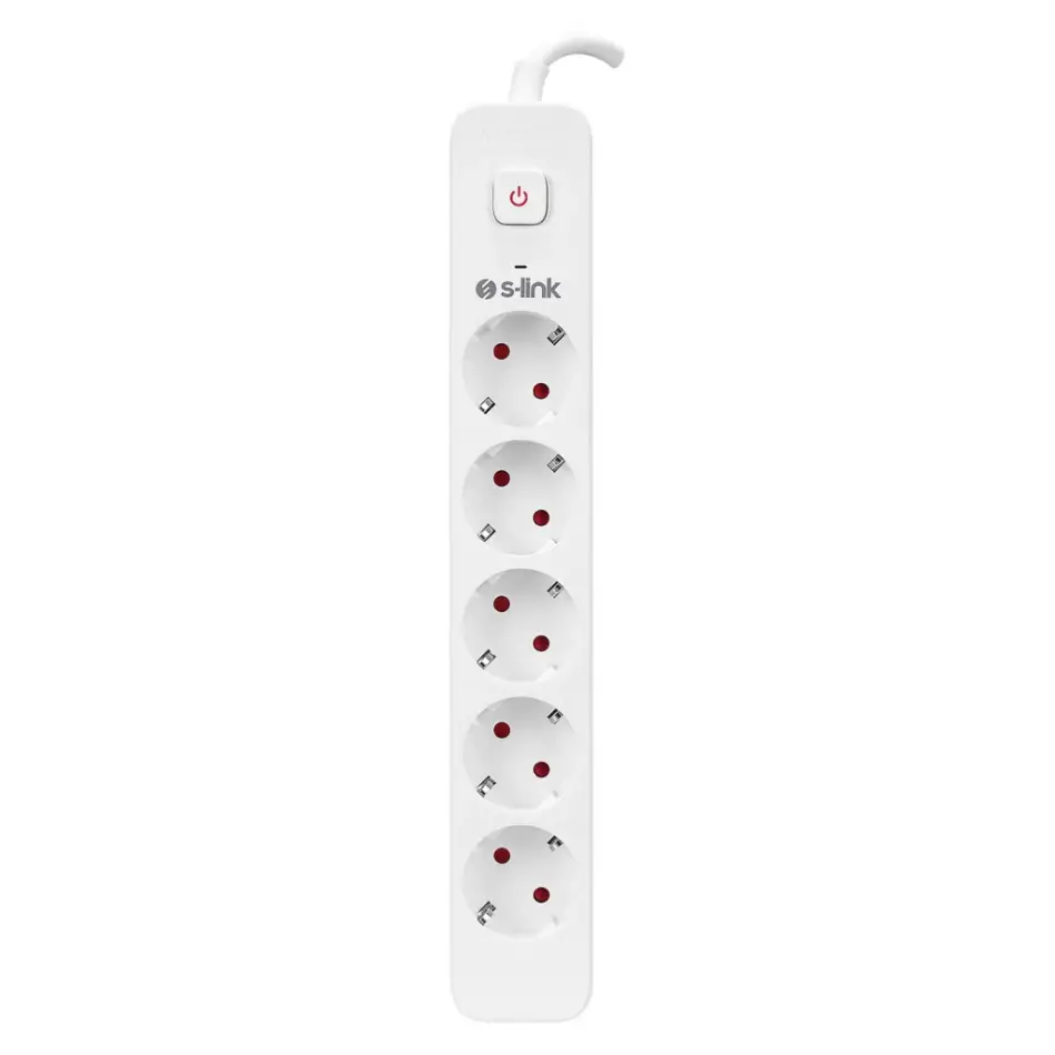 S-lınk Spg501s, 5 Soket, Akım Korumalı Priz, 1.5mt Kablo, 750 Joule (beyaz) %100 Bakır
