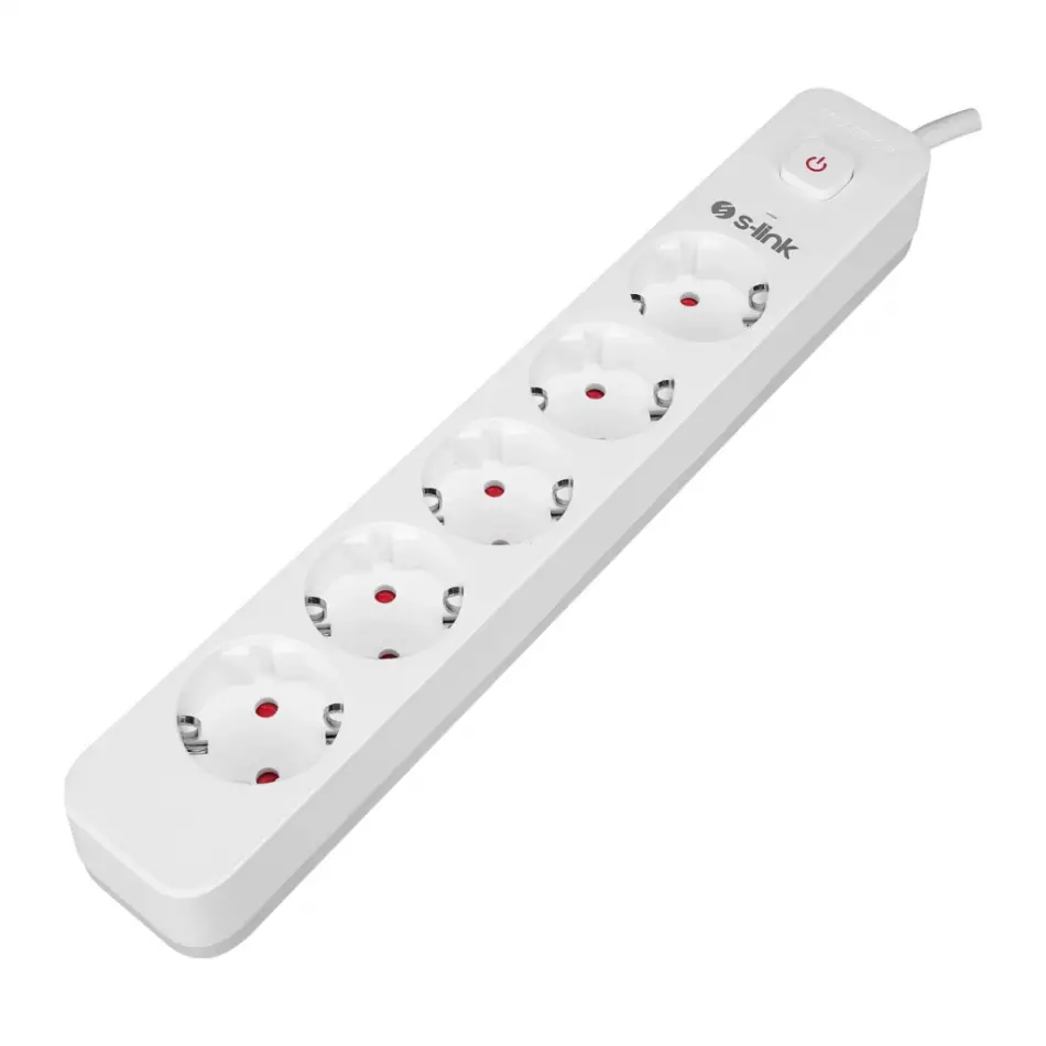 S-lınk Spg501s, 5 Soket, Akım Korumalı Priz, 1.5mt Kablo, 750 Joule (beyaz) %100 Bakır