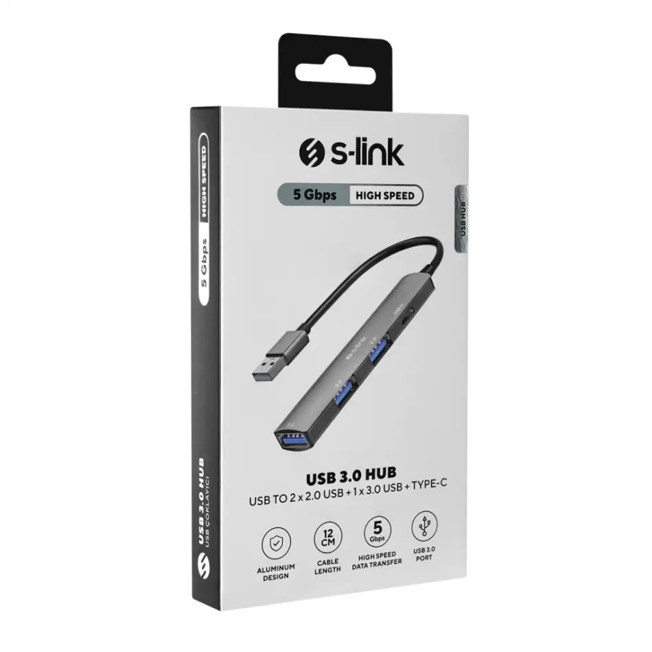 S-lınk Sw-u322, Usb3.0 To 2xusb 2.0, 1xusb 3.0, 1xtype-c, Metal, Usb Hub