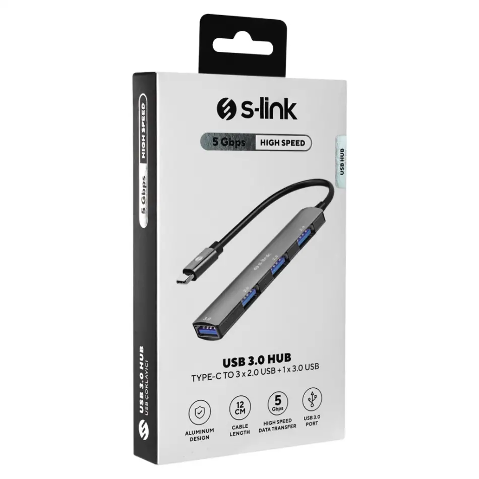 S-lınk Sw-u324, Type-c To 3xusb 2.0, 1xusb 3.0, Metal, Usb Hub