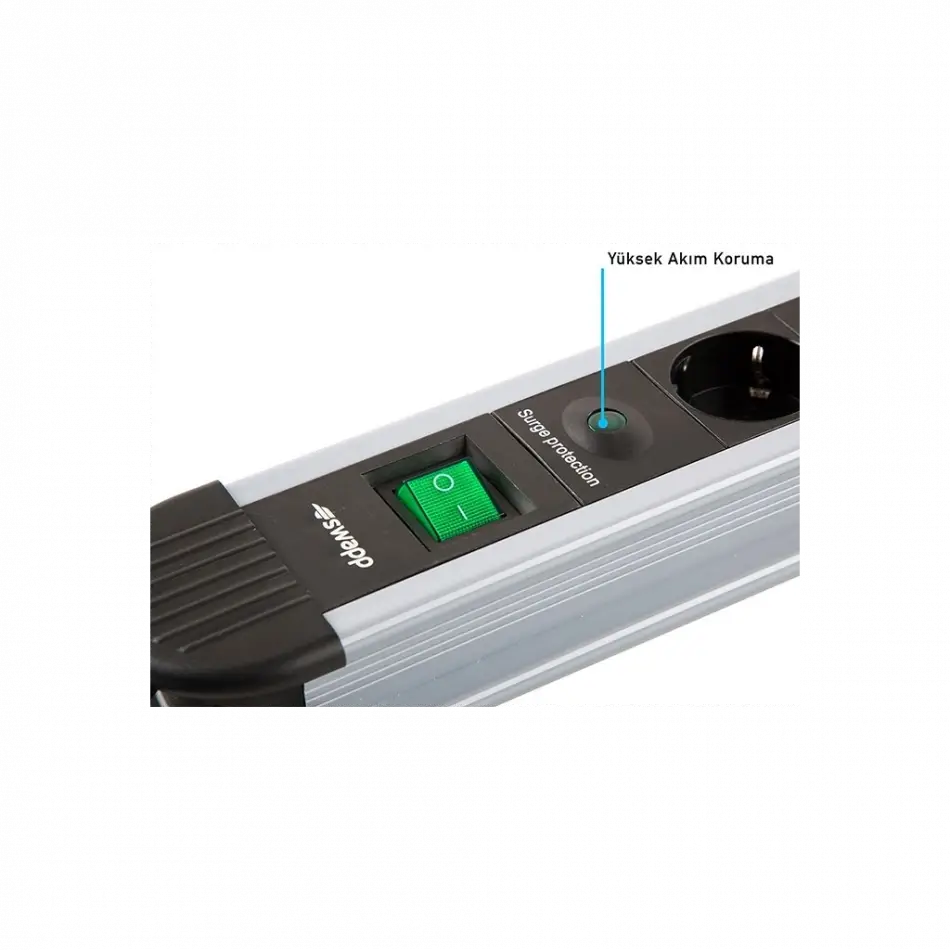 S-lınk Swapp Spgks03, 3 Soket, Akım Korumalı Priz, 1.5mt Kablo, 900 Joule (gri) %100 Bakır