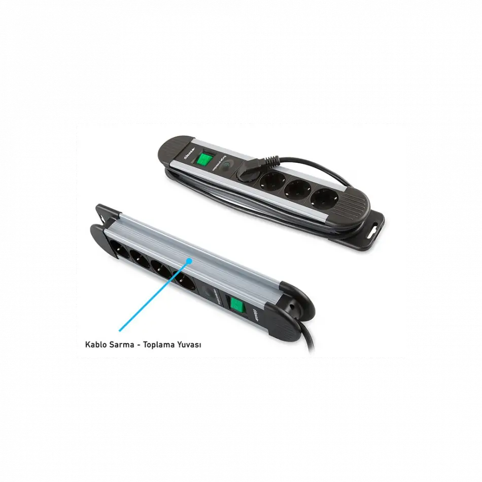 S-lınk Swapp Spgks05, 5 Soket, Akım Korumalı Priz, 1.5mt Kablo, 900 Joule (gri) %100 Bakır