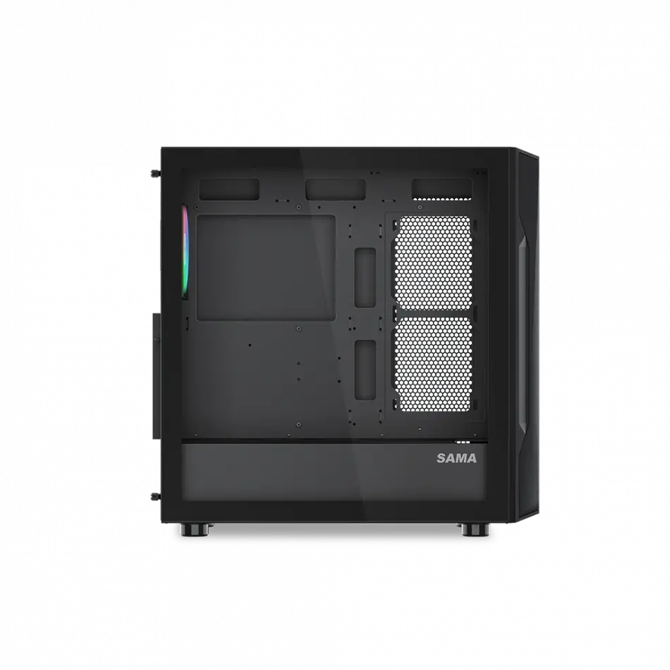 Sama S40bk Black, H700bk 700w, 80 Plus, Tempered Glass Panel, Mesh Ön Panel, Type-c, 4x120mm Argb Fan, Atx, Gamıng Kasa