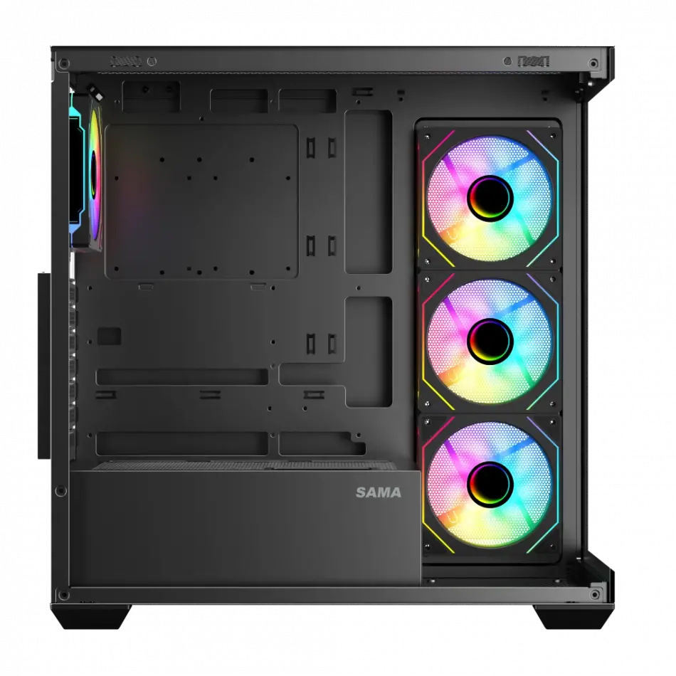 Sama Sv01bk Black, B750bk 750w, 80+ Bronze, Pcıe 5.1, Atx3.1, Tempered Glass Panel, Panoramic Tasarım, Type-c, 4x120mm Argb Fan, Atx, Gamıng Kasa