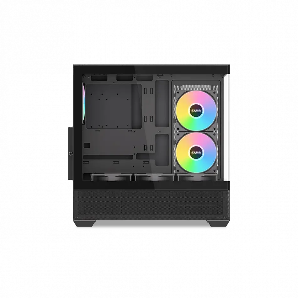Sama V40bk Black, B750bk 750w, 80+ Bronze, Pcıe 5.1, Atx3.1, Tempered Glass Panel, Panoramic Tasarım, Type-c, 6x120mm Argb Fan, Atx, Gamıng Kasa