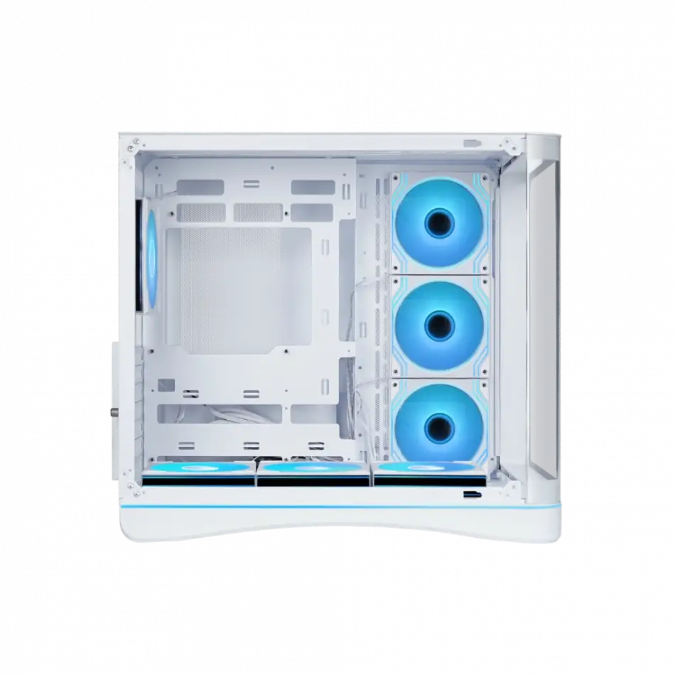 Sama V62wh White, G1000wh 1000w, 80+ Gold, Full Modüler, Pcıe 5.1, Atx3.1, Tempered Glass Panel, Panoramic Tasarım, Type-c, 7x120mm Argb Infınıty Fan, Atx, Gamıng Kasa