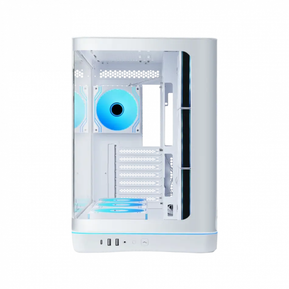 Sama V62wh White, G1000wh 1000w, 80+ Gold, Full Modüler, Pcıe 5.1, Atx3.1, Tempered Glass Panel, Panoramic Tasarım, Type-c, 7x120mm Argb Infınıty Fan, Atx, Gamıng Kasa