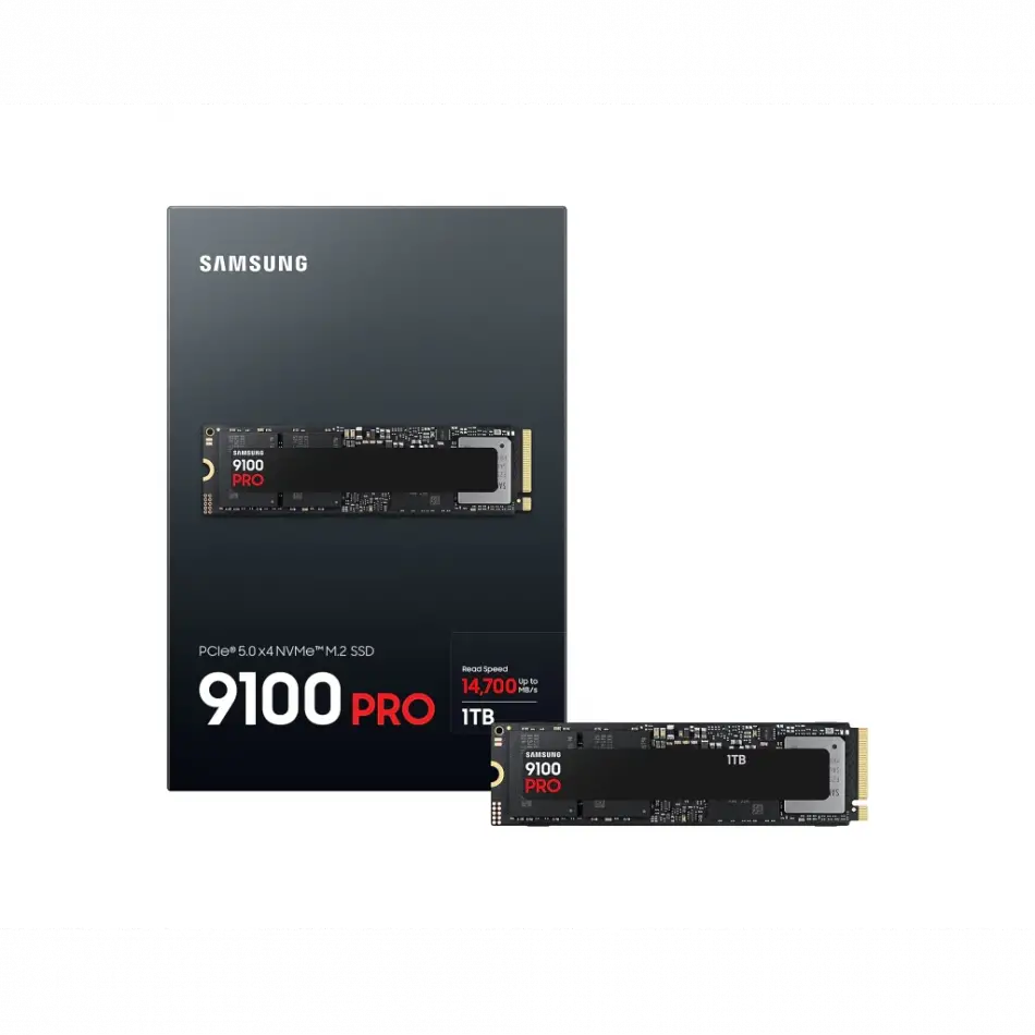 Samsung Mz-vap1t0bw, 9100 Pro, 1tb, 14700/13300, Gen5, Nvme Pcıe M.2 2280, Ssd (türkiye Distribütörü Garantili)